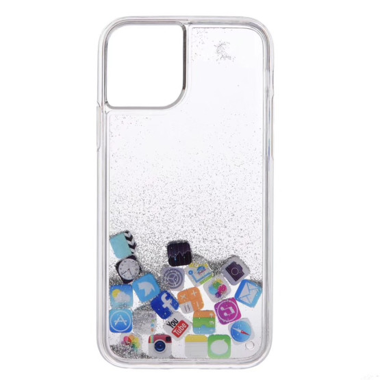LIQUID BLEŠČICE SREBRNE APP IKONE OVITEK ZA APPLE IPHONE 11 PRO MAX