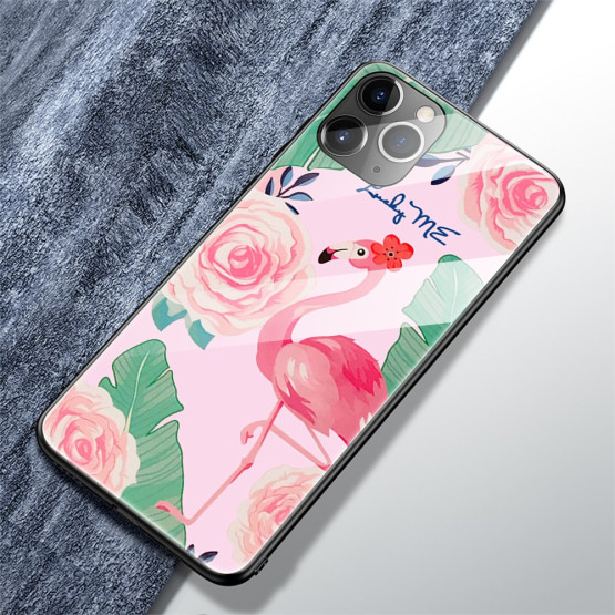 GLASS ROŽNATI FLAMINGO OVITEK ZA APPLE IPHONE 11 PRO MAX