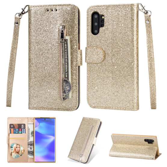 GLITTER ZIPPER GOLD ETUI ZA SAMSUNG GALAXY NOTE 10 PLUS