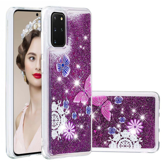 LIQUID BLEŠČICE METULJI VIJOLIČNI OVITEK ZA SAMSUNG GALAXY S20 PLUS 