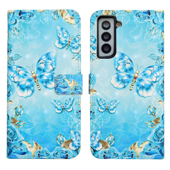 REALISTIC MODRO ZLATI METULJI ETUI ZA SAMSUNG GALAXY S21 PLUS