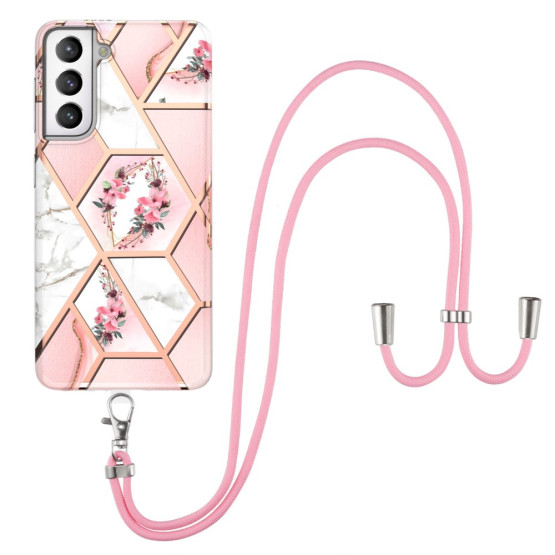 IMD FLOWER MARMOR PINK OVITEK Z VRVICO ZA SAMSUNG GALAXY S21 PLUS