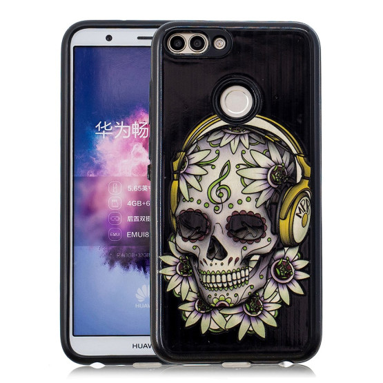 SIJAJ FLOWER SKULL - HUAWEI P SMART / ENJOY 7S