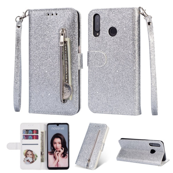 GLITTER ZIPPER SILVER ETUI ZA HUAWEI P30 LITE