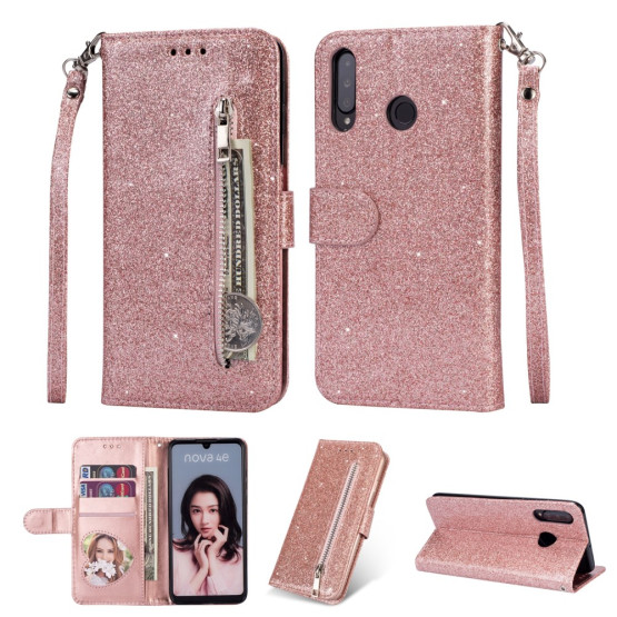 GLITTER ZIPPER ROSE GOLD ETUI ZA HUAWEI P30 LITE