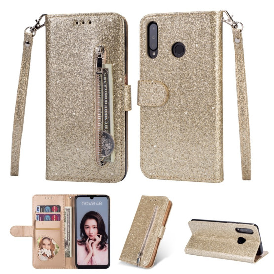 GLITTER ZIPPER GOLD ETUI ZA HUAWEI P30 LITE