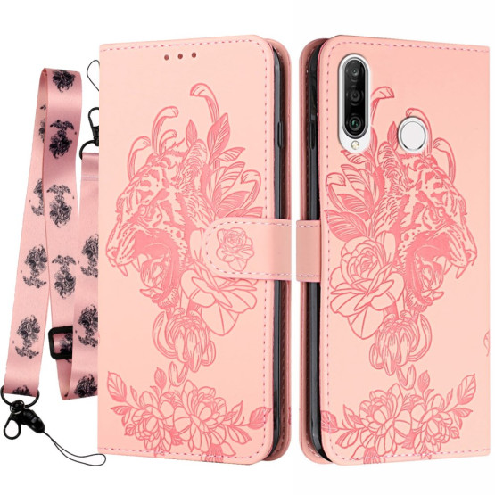 ODTIS ROŽNATEGA TIGRA ROSE GOLD ETUI Z VRVICO ZA HUAWEI P30 LITE