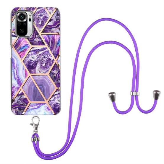 IMD HEX MARMOR VIJOLIČNI Z VRVICO OVITEK ZA XIAOMI POCO M5S / REDMI NOTE 10S / REDMI NOTE 10 4G