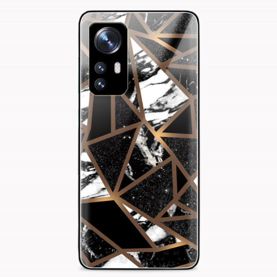 GLASS MARMOR ČRNA GEOMETRIJA OVITEK ZA XIAOMI 12 / 12X