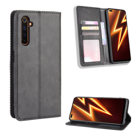 VINTAGE AUTO-ABSORBED ČRN ETUI ZA REALME 6 PRO