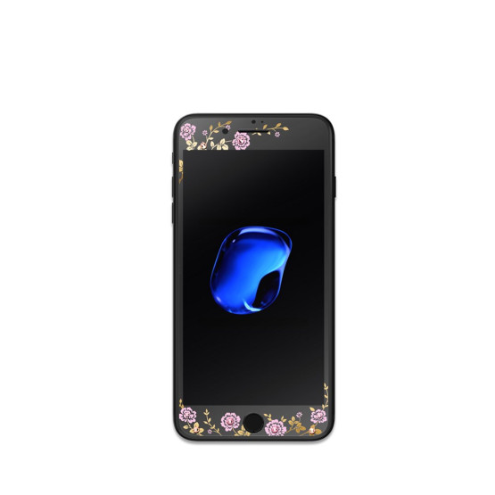 KAVARO KALJENO STEKLO SWAROVSKI BLACK DROBNE ROŽICE - APPLE IPHONE 7 / IPHONE 8