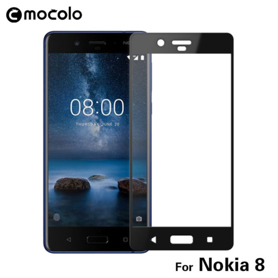 NOKIA 8 MOCOLO KALJENO STEKLO FIT S POTISKOM ČRN