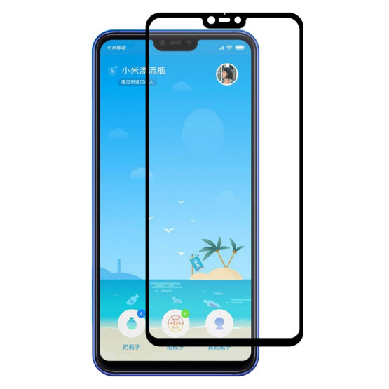 XIAOMI MI 8 LITE FIT KALJENO STEKLO S POTISKOM ČRN - FULL GLUE