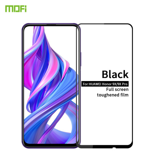 HUAWEI P SMART PRO (2019) MOFI FIT KALJENO STEKLO S POTISKOM ČRN