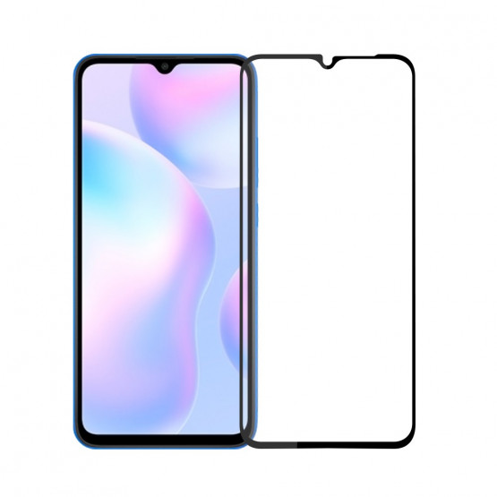 XIAOMI REDMI 9C FIT KALJENO STEKLO S POTISKOM ČRN - FULL GLUE