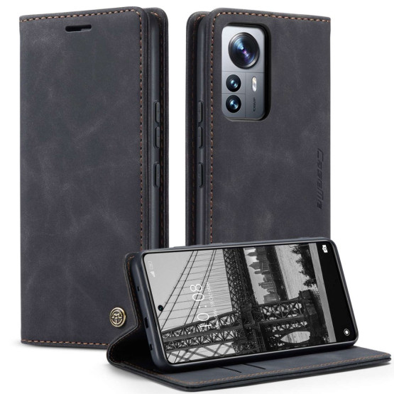 CASEME RETRO AUTO ABSORBED ČRN ETUI ZA XIAOMI 12 LITE