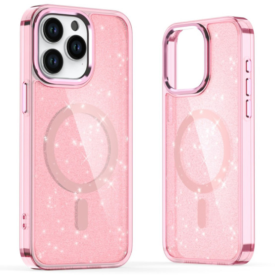 GLITTER POWDER MAGSAFE ROZA OVITEK ZA APPLE IPHONE 16 PRO