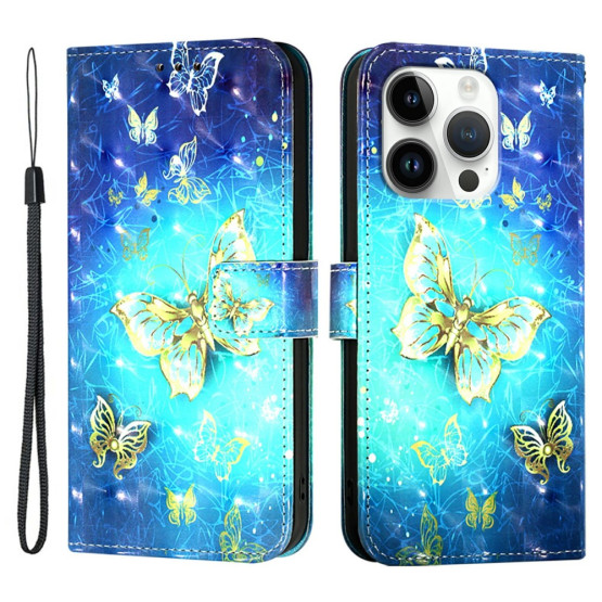 REALISTIC MODRO ZLATI METULJI ETUI ZA APPLE IPHONE 16 PRO