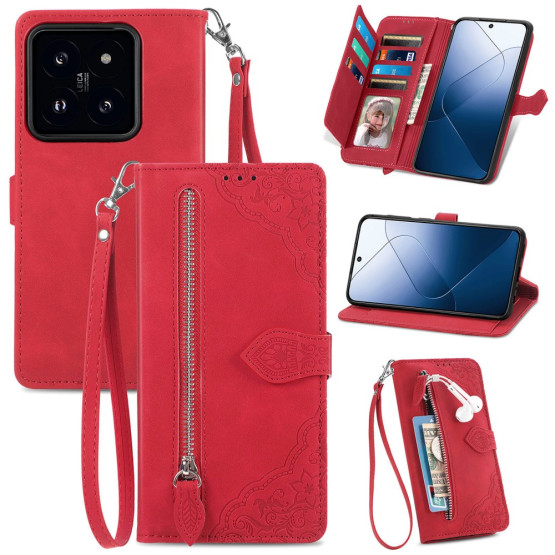 MINI ČIPKA RDEČ ETUI ZA XIAOMI 14T PRO