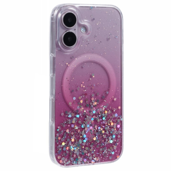 GLITTER STARS MAGSAFE ROZA OVITEK ZA APPLE IPHONE 16 PLUS