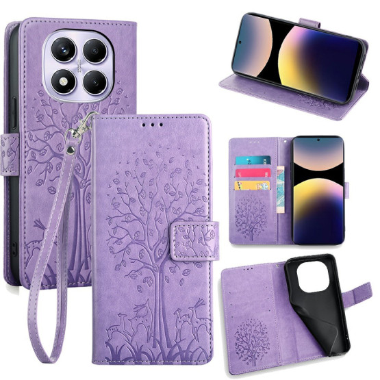 ODTIS DREVESA Z JELENI VIJOLIČEN ETUI ZA XIAOMI REDMI NOTE 14 PRO 4G