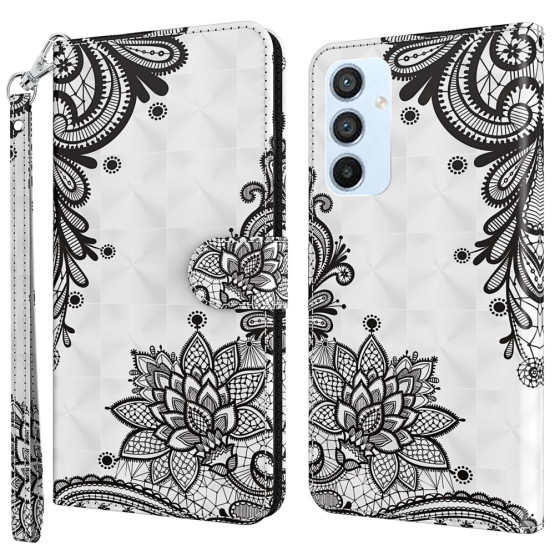 REALISTIC ČRNO BELA ČIPKA ETUI ZA SAMSUNG GALAXY A14 5G / 4G