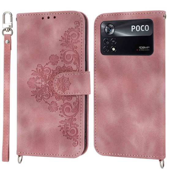 ČIPKA WALLET SVETLO ROZA ETUI ZA XIAOMI POCO X4 PRO
