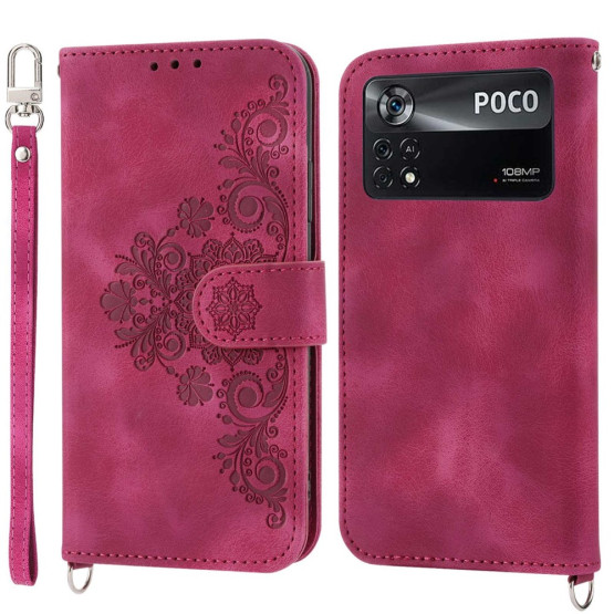 ČIPKA WALLET TEMNO ROZA ETUI ZA XIAOMI POCO X4 PRO