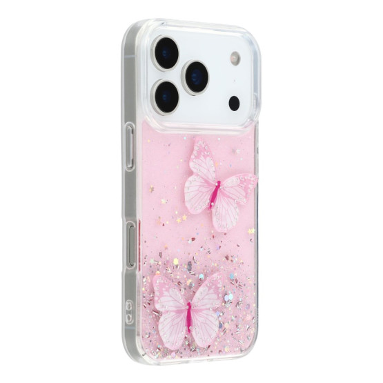 GLITTER BUTTERFLY ROZA OVITEK ZA APPLE IPHONE 17 PRO MAX