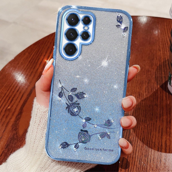 RHINESTONE GLITTER VRTNICA MODER OVITEK ZA SAMSUNG GALAXY S22 ULTRA