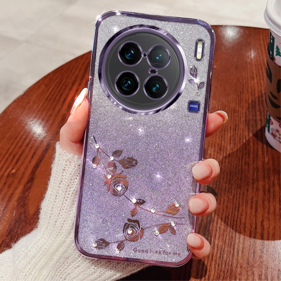 RHINESTONE GLITTER VRTNICA VIJOLIČNI OVITEK ZA VIVO X90 PRO