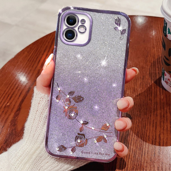 RHINESTONE GLITTER VRTNICA VIJOLIČNI OVITEK ZA APPLE IPHONE 12 / IPHONE 12 PRO