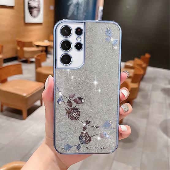 RHINESTONE GLITTER VRTNICA MODER OVITEK ZA SAMSUNG GALAXY S21 ULTRA