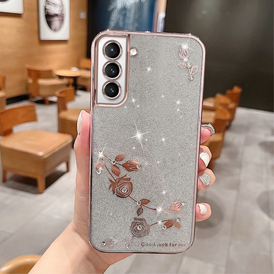 RHINESTONE GLITTER VRTNICA ROSE GOLD OVITEK ZA SAMSUNG GALAXY S21 PLUS