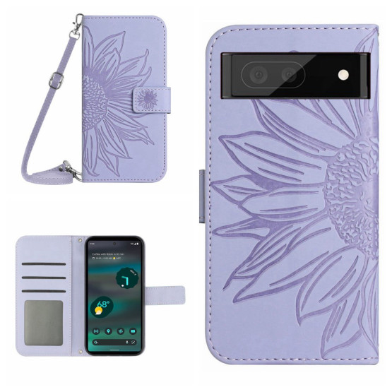 ODTIS SONČNICE VIJOLIČNI ETUI ZA GOOGLE PIXEL 7A