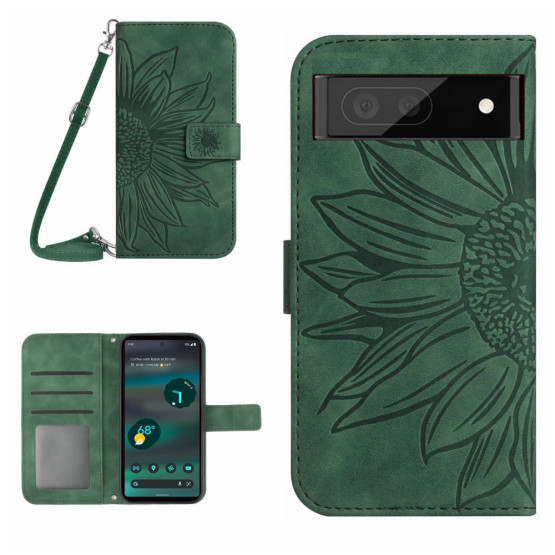 ODTIS SONČNICE ZELEN ETUI ZA GOOGLE PIXEL 7A