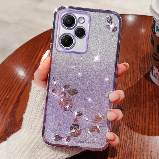 RHINESTONE GLITTER VRTNICA VIJOLIČNI OVITEK ZA XIAOMI REDMI NOTE 12 PRO / POCO X5 PRO