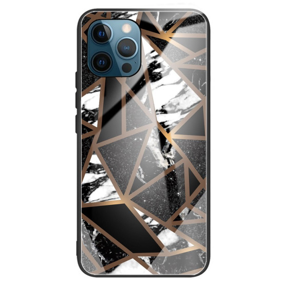 GLASS MARMOR ČRNA GEOMETRIJA OVITEK ZA APPLE IPHONE 15 PRO