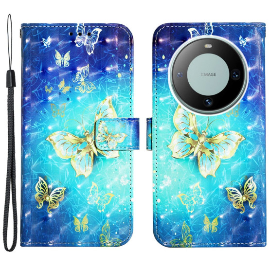 REALISTIC MODRO ZLATI METULJČKI ETUI ZA HUAWEI MATE 60 PRO / MATE 60 PRO+
