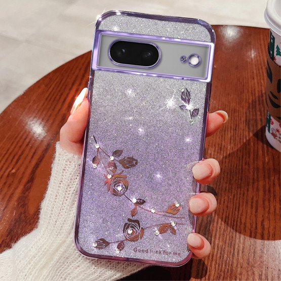 RHINESTONE GLITTER VRTNICA VIJOLIČNI OVITEK ZA GOOGLE PIXEL 8