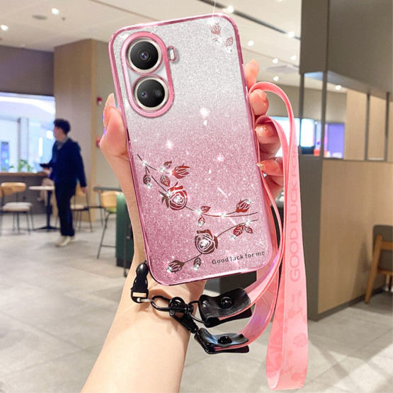 RHINESTONE GLITTER VRTNICA ROSE GOLD Z VRVICO OVITEK ZA HUAWEI NOVA 10 SE
