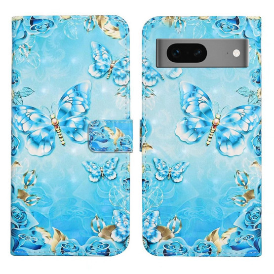 REALISTIC MODRO ZLATI METULJI ETUI ZA GOOGLE PIXEL 7