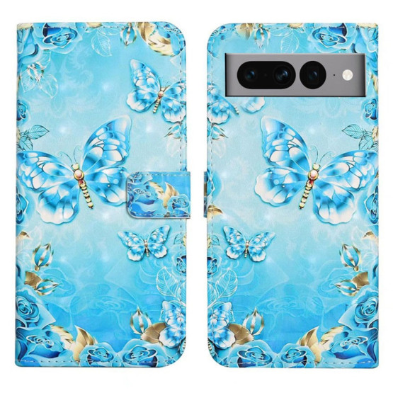 REALISTIC MODRO ZLATI METULJI ETUI ZA GOOGLE PIXEL 7 PRO