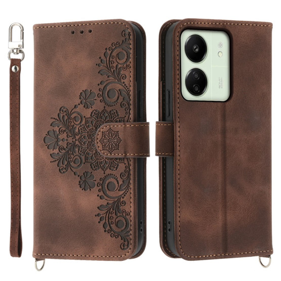ČIPKA WALLET RJAV ETUI ZA XIAOMI REDMI 13C 4G