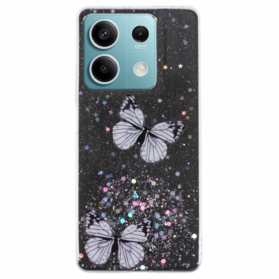 GLITTER BUTTERFLY ČRN OVITEK ZA XIAOMI REDMI NOTE 13 5G