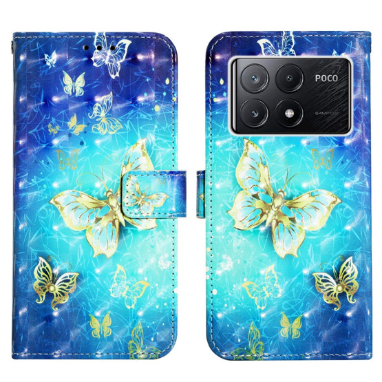 REALISTIC MODRO ZLATI METULJČKI ETUI ZA XIAOMI POCO X6 PRO 5G