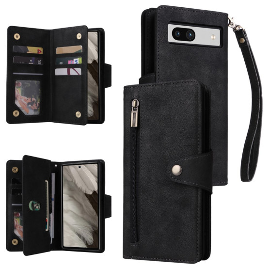 DOUBLE ZIPPER ČRN ETUI ZA GOOGLE PIXEL 7A