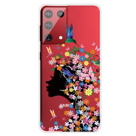 SLIM PROSOJNA CVETOČA LADY OVITEK ZA SAMSUNG GALAXY S21 ULTRA