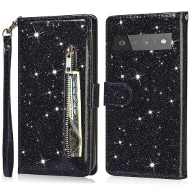 GLITTER ZIPPER ČRN ETUI ZA GOOGLE PIXEL 6