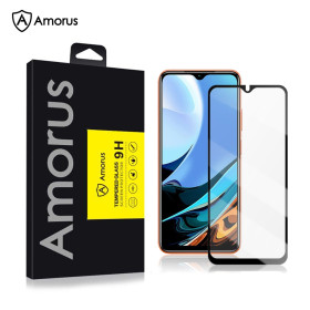 XIAOMI REDMI 9T AMORUS FIT KALJENO STEKLO S POTISKOM ČRN - FULL GLUE